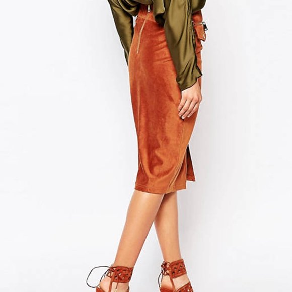 River Island Suedette Pocket Detail Pencil Skirt - Picture 3 of 6